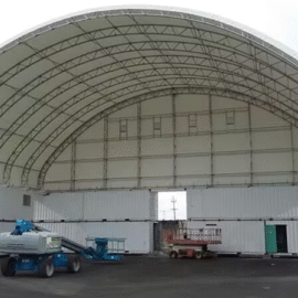 Refugio para contenedores tipo domo de 20 pies de ancho